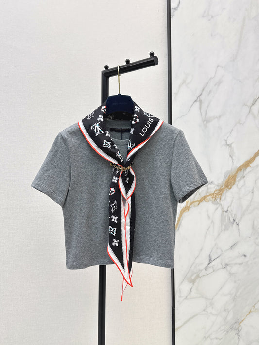 26ss Silk Scarf Short-Sleeve T-Shirt