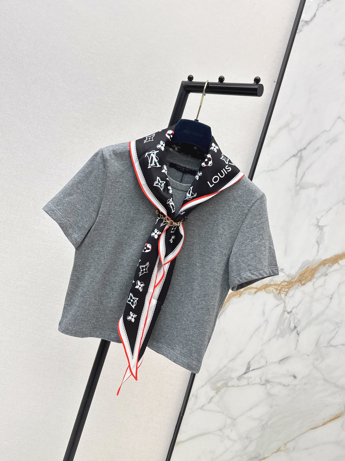 26ss Silk Scarf Short-Sleeve T-Shirt