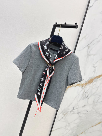 26ss Silk Scarf Short-Sleeve T-Shirt