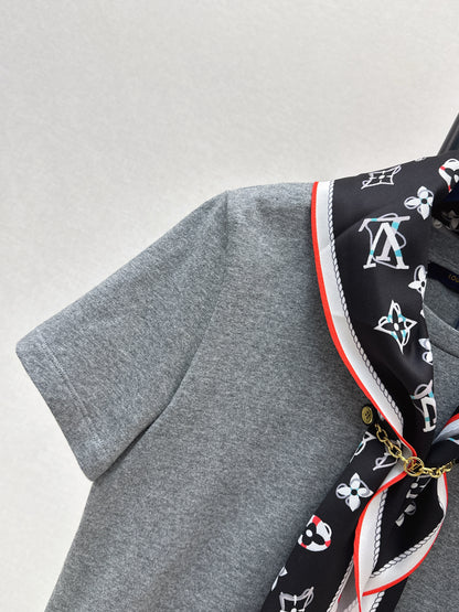 26ss Silk Scarf Short-Sleeve T-Shirt