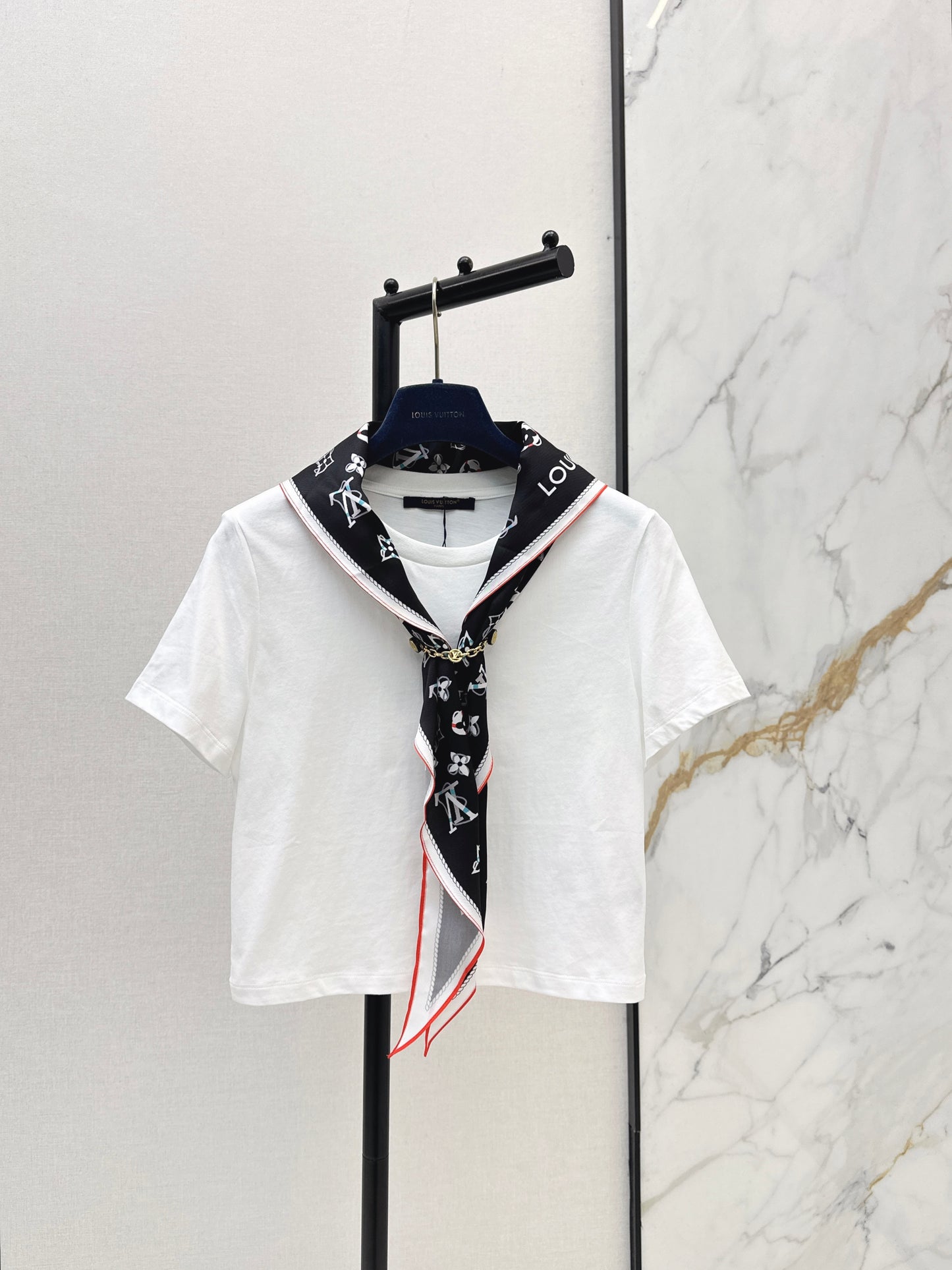 26ss Silk Scarf Short-Sleeve T-Shirt
