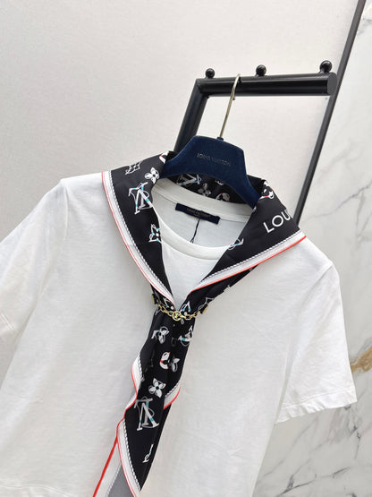 26ss Silk Scarf Short-Sleeve T-Shirt