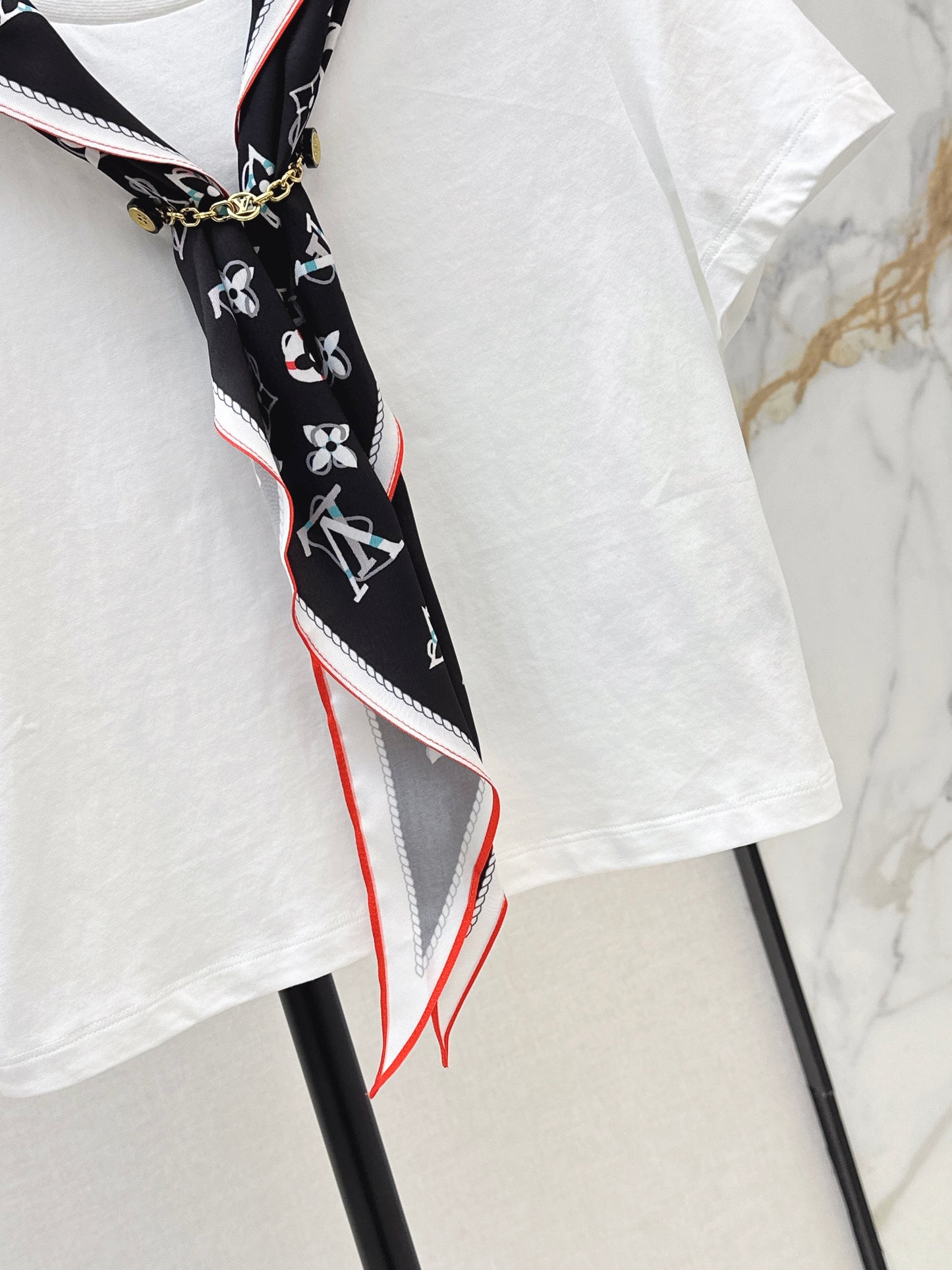 26ss Silk Scarf Short-Sleeve T-Shirt