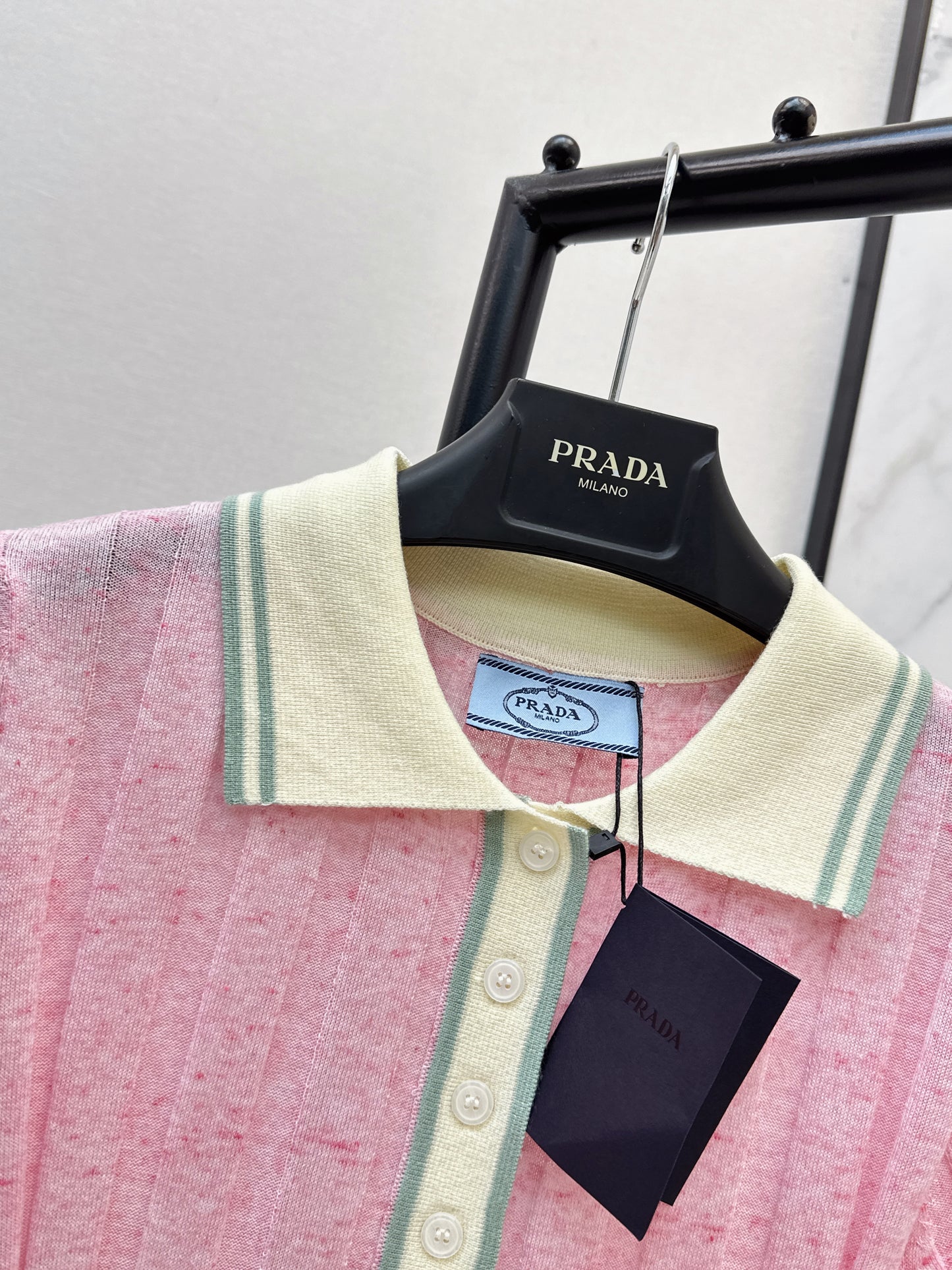 26ss Color-blocked collared knit T-shirt