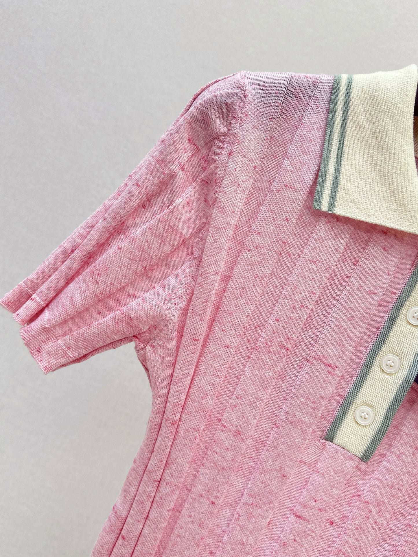 26ss Color-blocked collared knit T-shirt