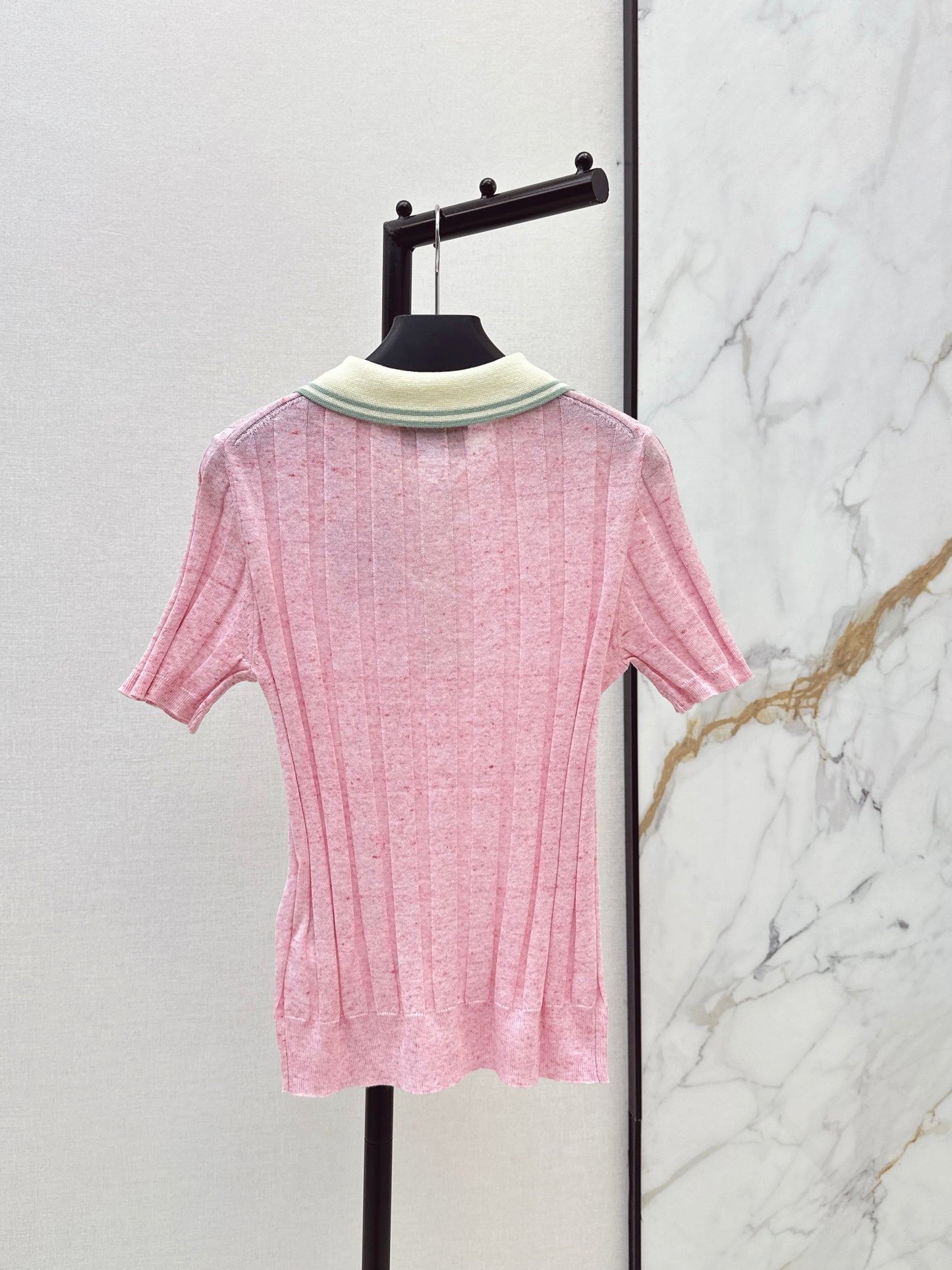 26ss Color-blocked collared knit T-shirt
