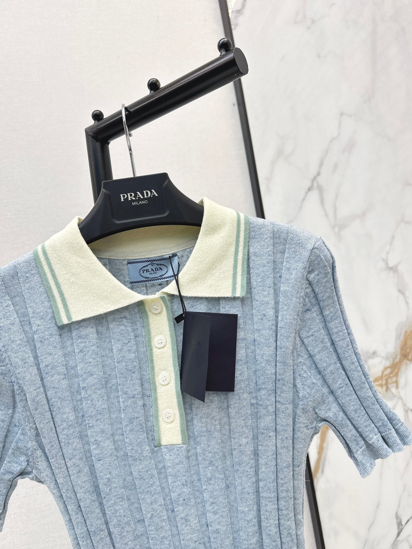 26ss Color-blocked collared knit T-shirt