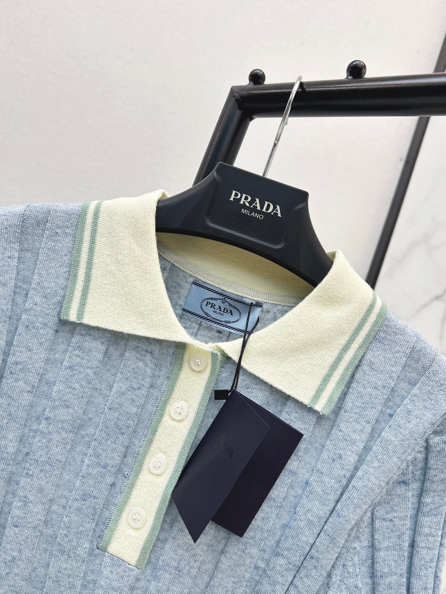 26ss Color-blocked collared knit T-shirt