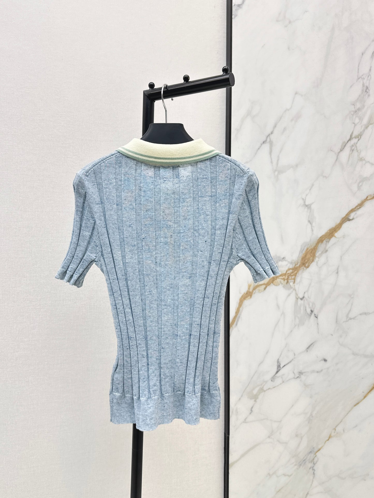 26ss Color-blocked collared knit T-shirt