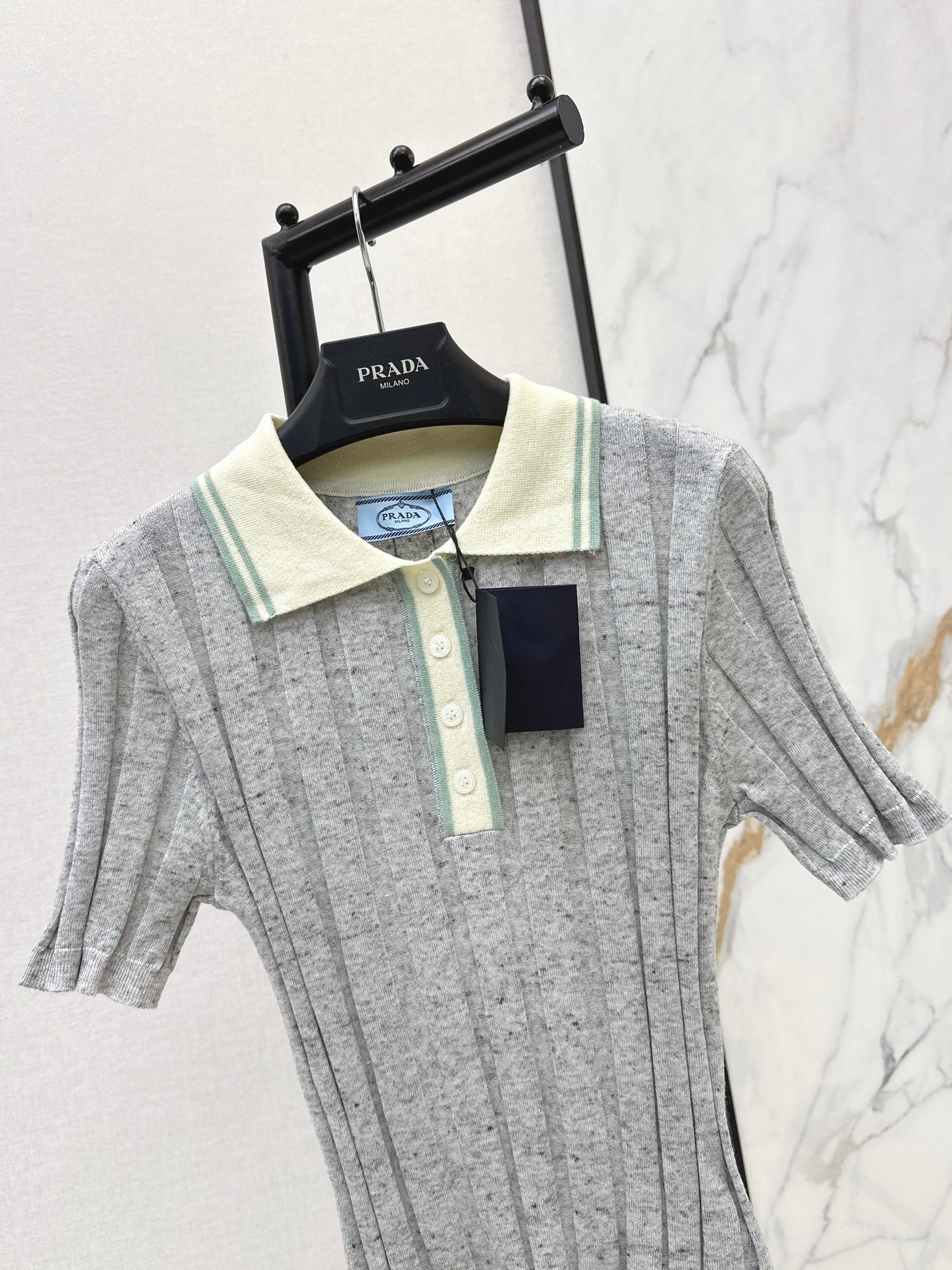 26ss Color-blocked collared knit T-shirt