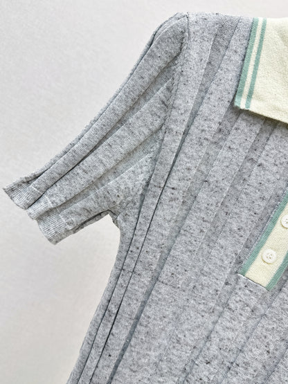 26ss Color-blocked collared knit T-shirt