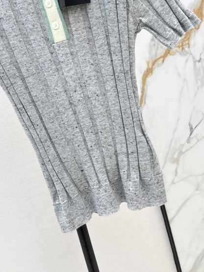26ss Color-blocked collared knit T-shirt