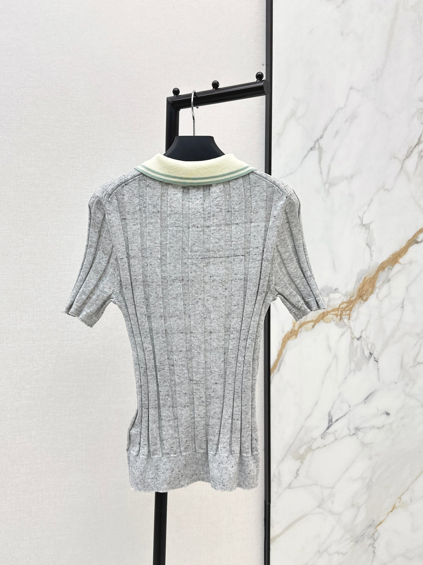 26ss Color-blocked collared knit T-shirt