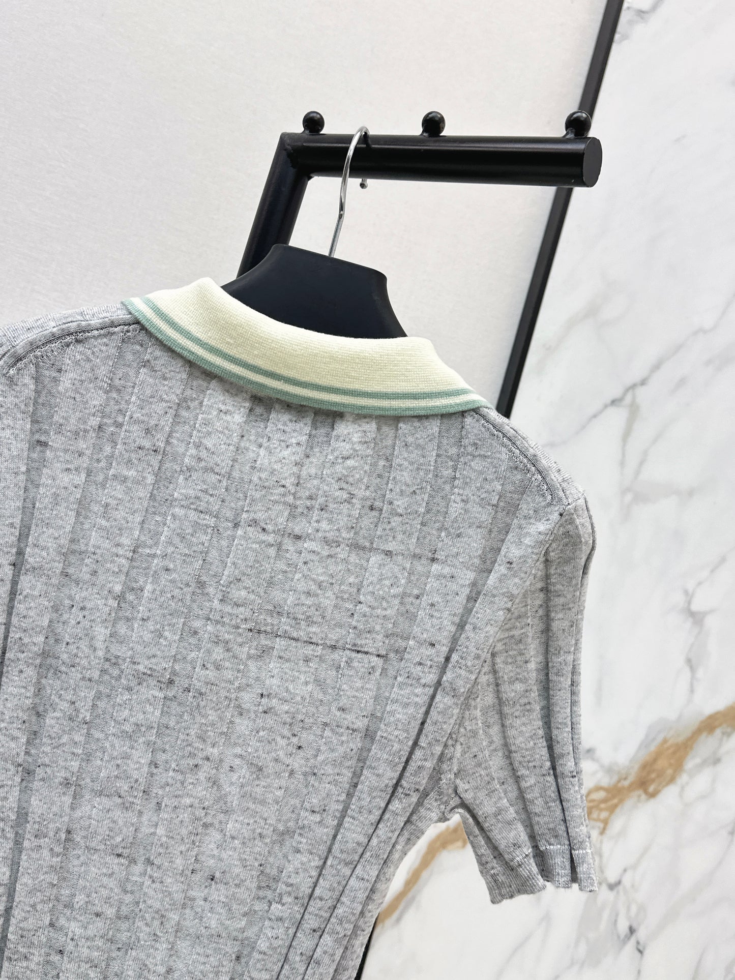 26ss Color-blocked collared knit T-shirt