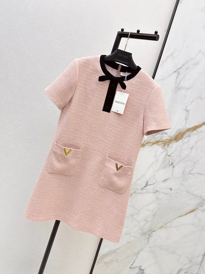 26ss Bow-decorated woven dress