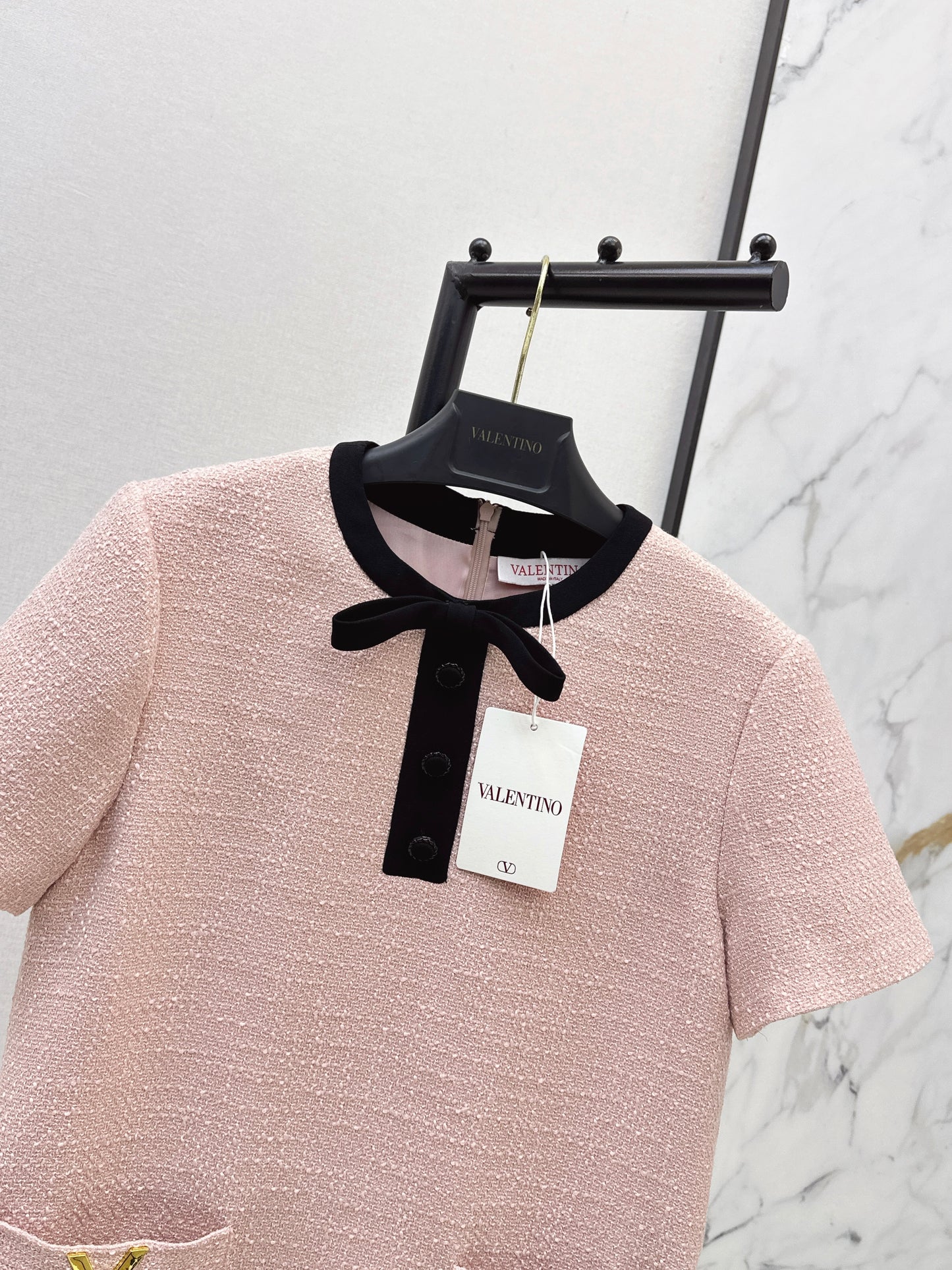 26ss Bow-decorated woven dress