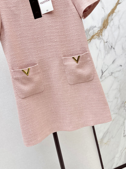 26ss Bow-decorated woven dress