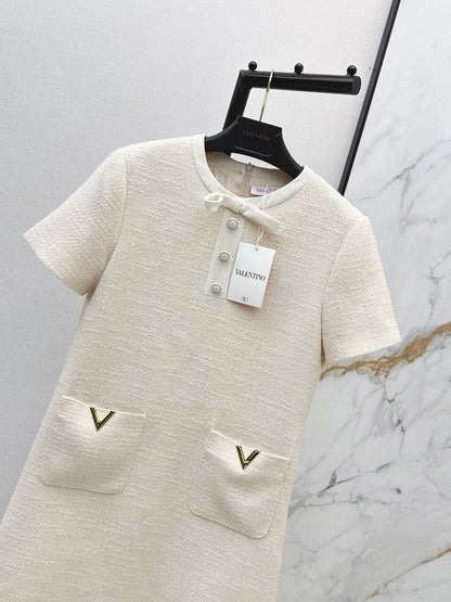 26ss Bow-decorated woven dress