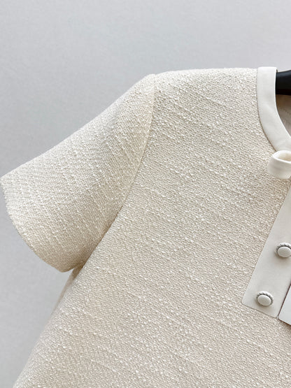 26ss Bow-decorated woven dress