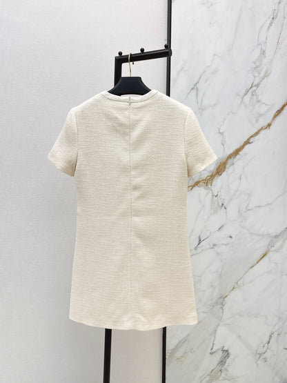 26ss Bow-decorated woven dress