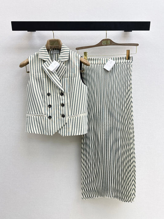 26ss Double-breasted vest/pleated skirt