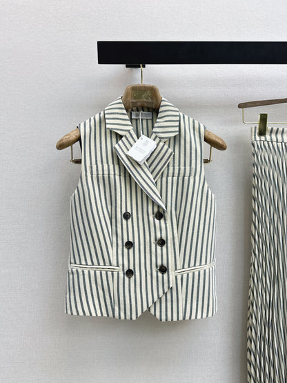 26ss Double-breasted vest/pleated skirt