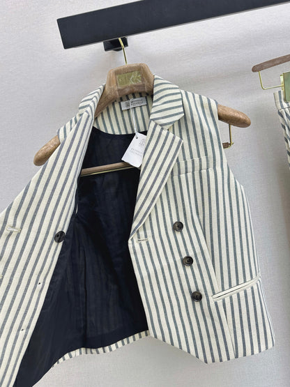 26ss Double-breasted vest/pleated skirt