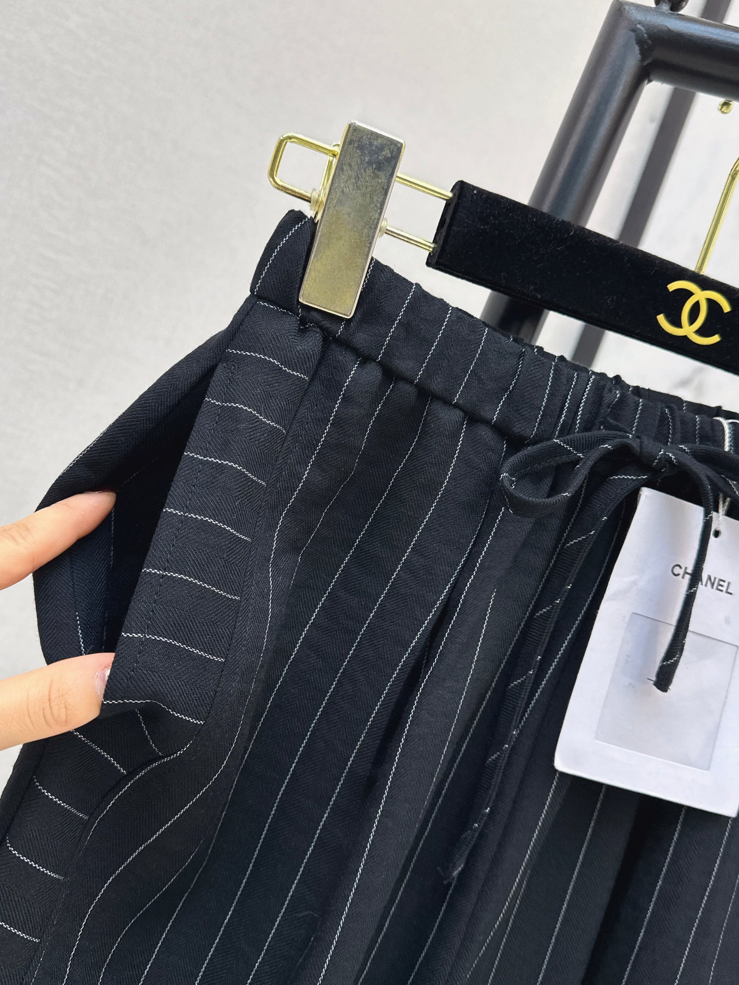 26ss Striped Embroidered Wide-Leg Pants