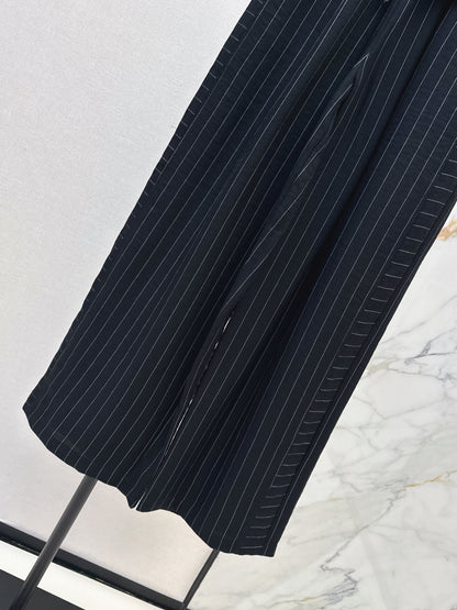 26ss Striped Embroidered Wide-Leg Pants