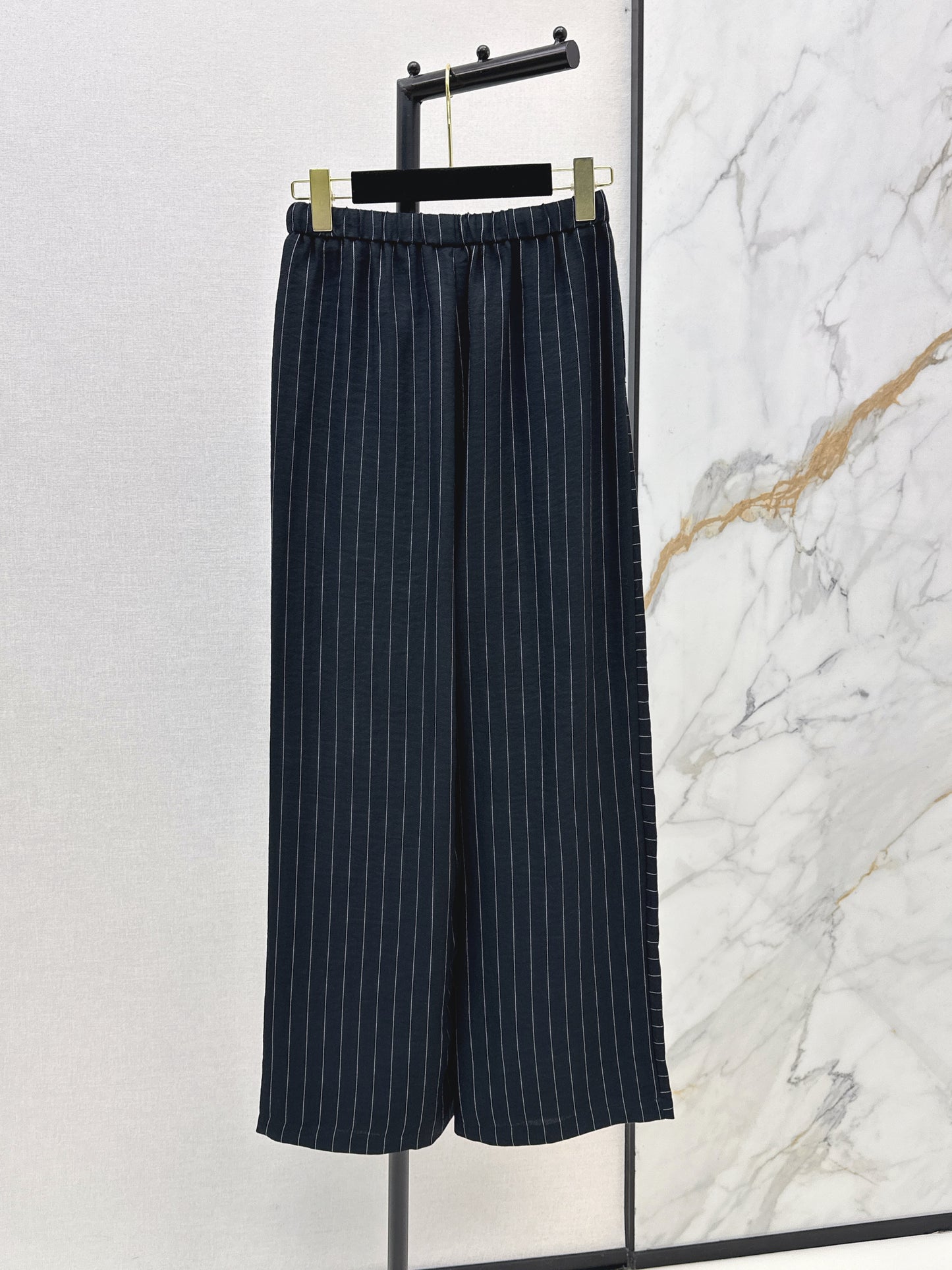 26ss Striped Embroidered Wide-Leg Pants