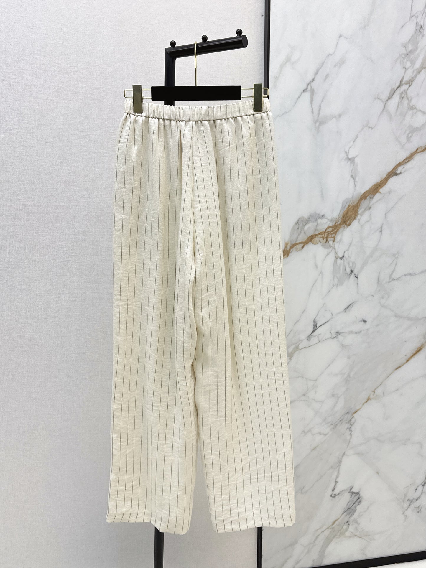 26ss Striped Embroidered Wide-Leg Pants