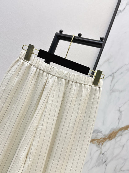 26ss Striped Embroidered Wide-Leg Pants
