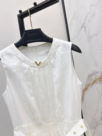 26ss V-shaped dress with metal belt