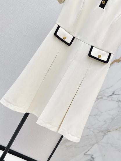 26ss Color-blocked trim dress