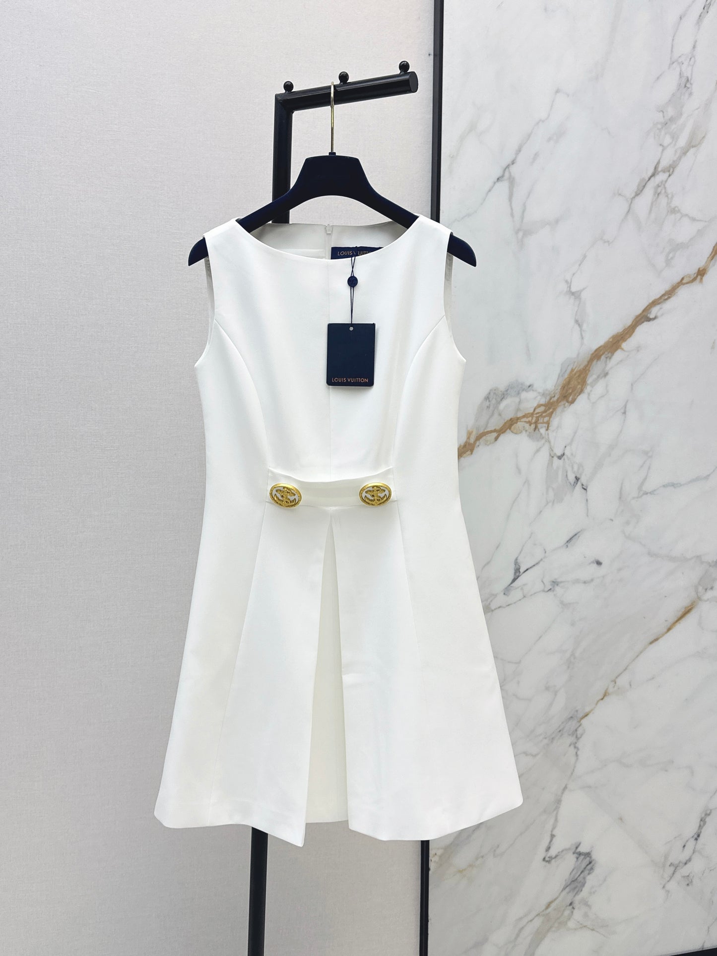 26ss Gold-button embellished dress