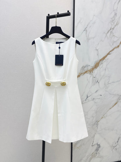 26ss Gold-button embellished dress