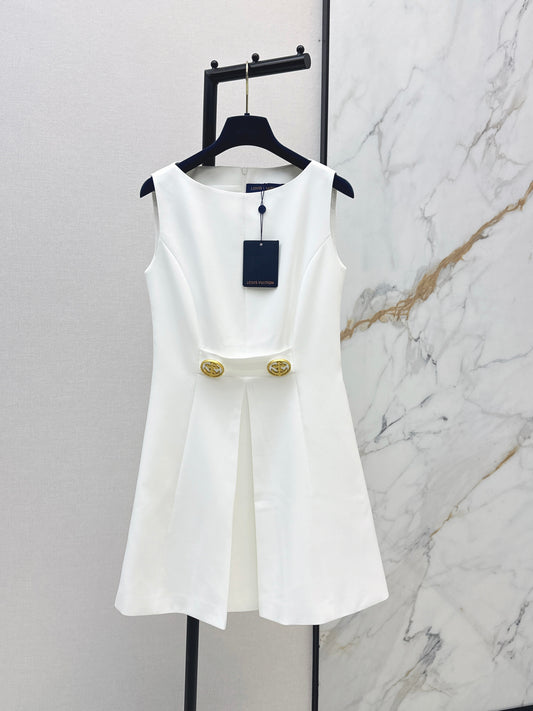 26ss Gold-button embellished dress