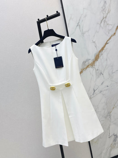 26ss Gold-button embellished dress