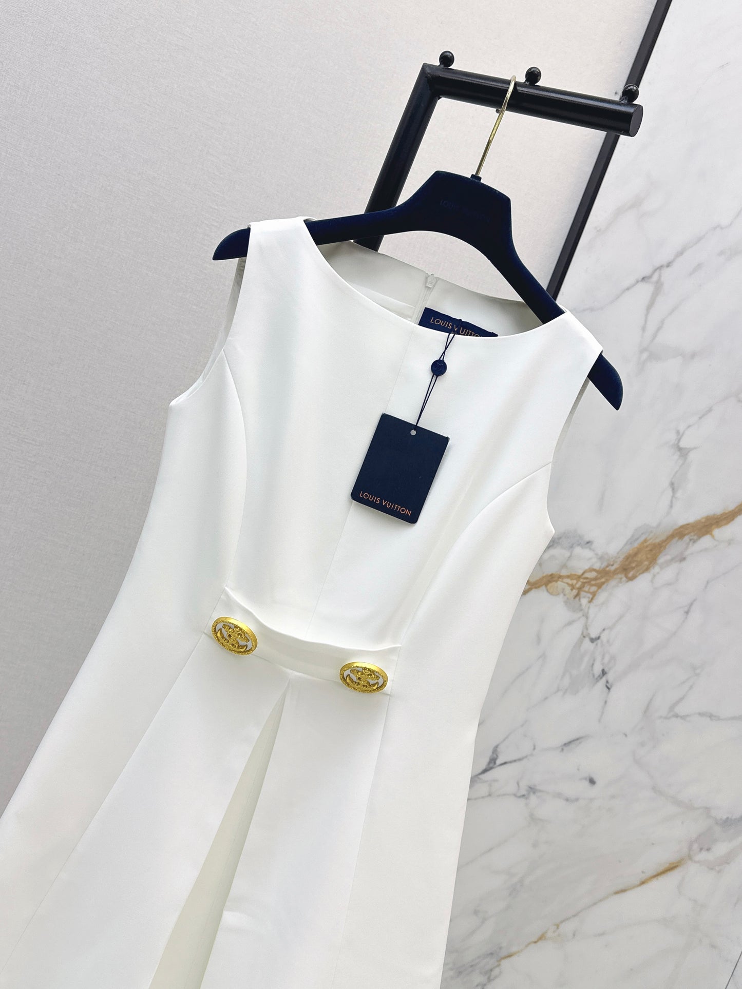 26ss Gold-button embellished dress