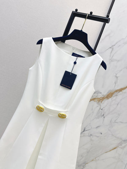 26ss Gold-button embellished dress