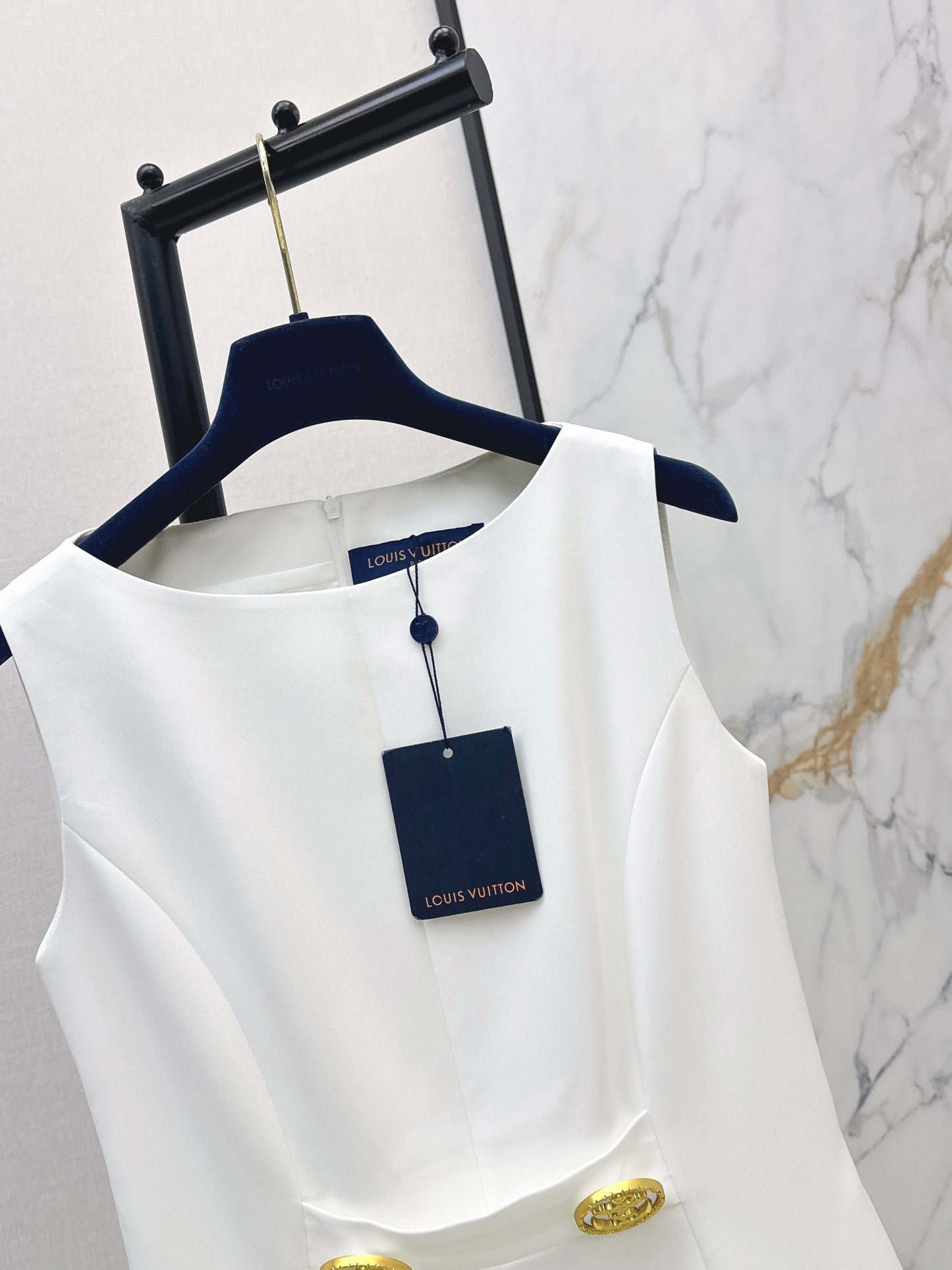 26ss Gold-button embellished dress