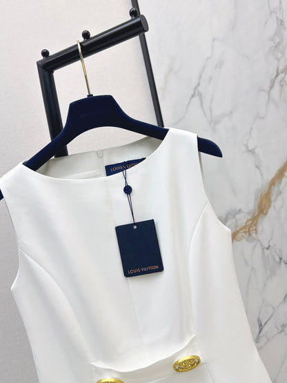 26ss Gold-button embellished dress