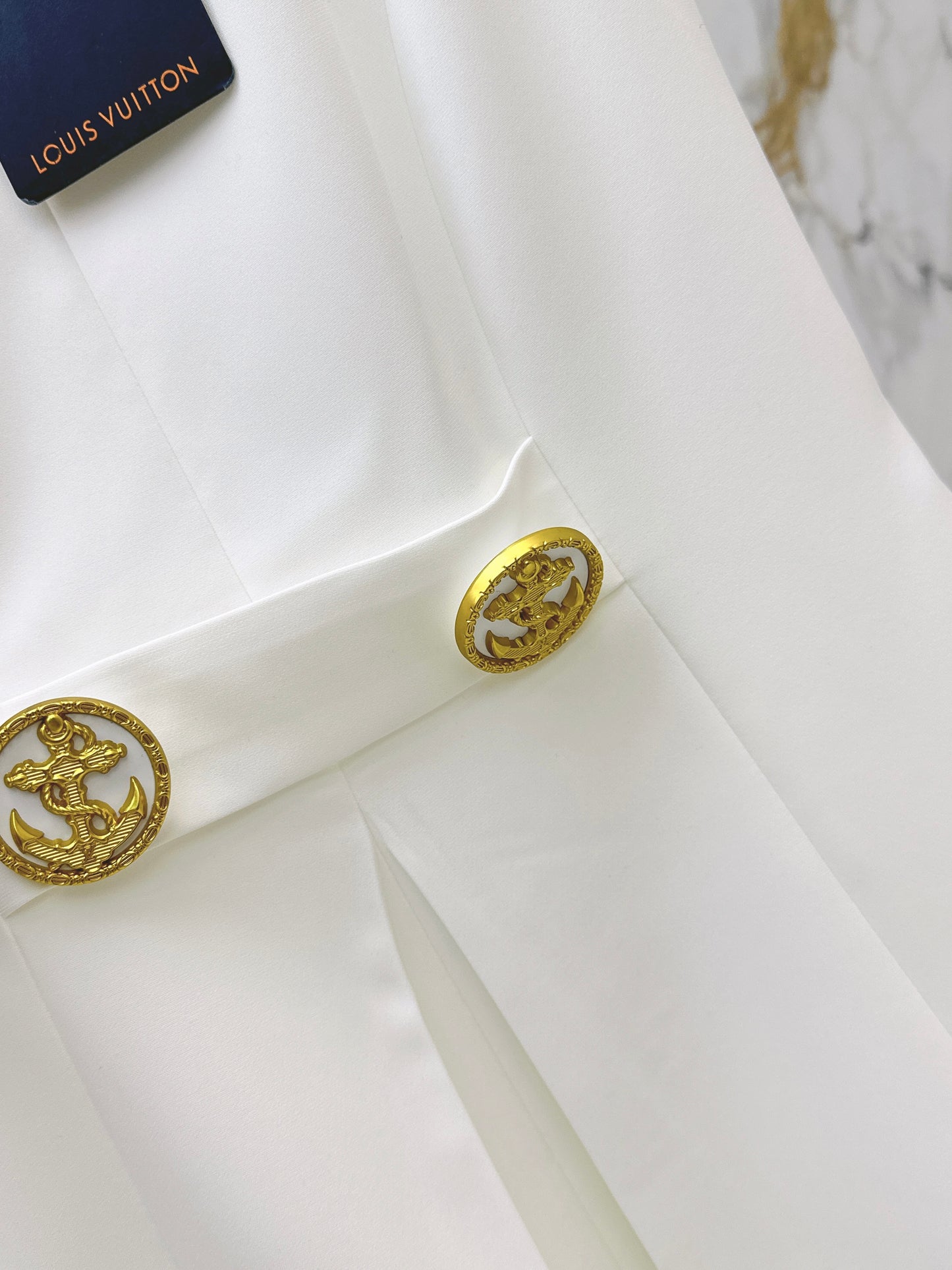 26ss Gold-button embellished dress