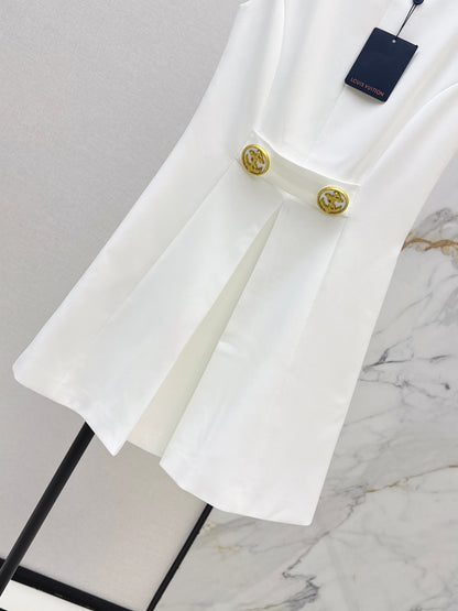 26ss Gold-button embellished dress