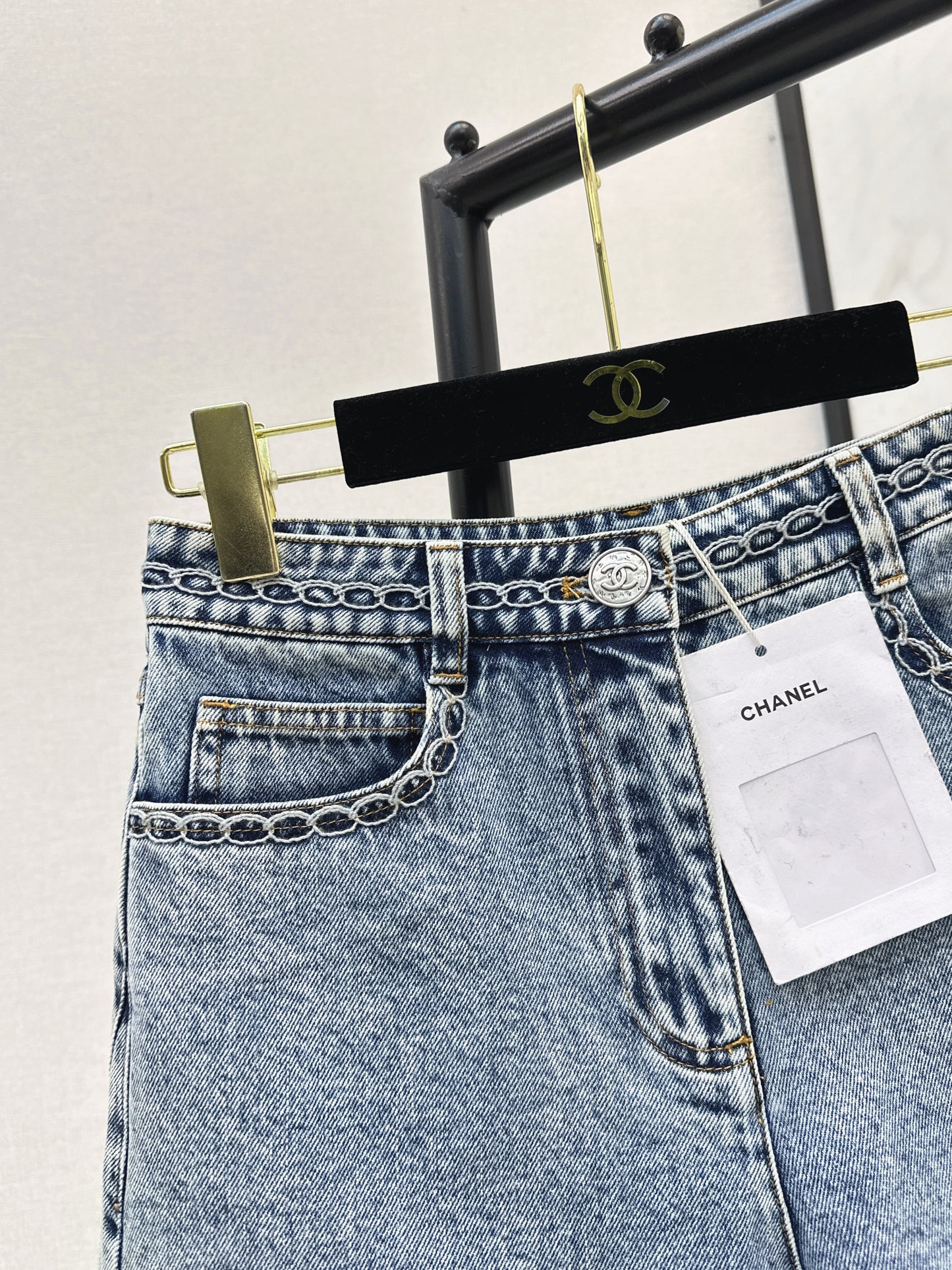 26ss Cable Knit Embroidery Denim Shorts
