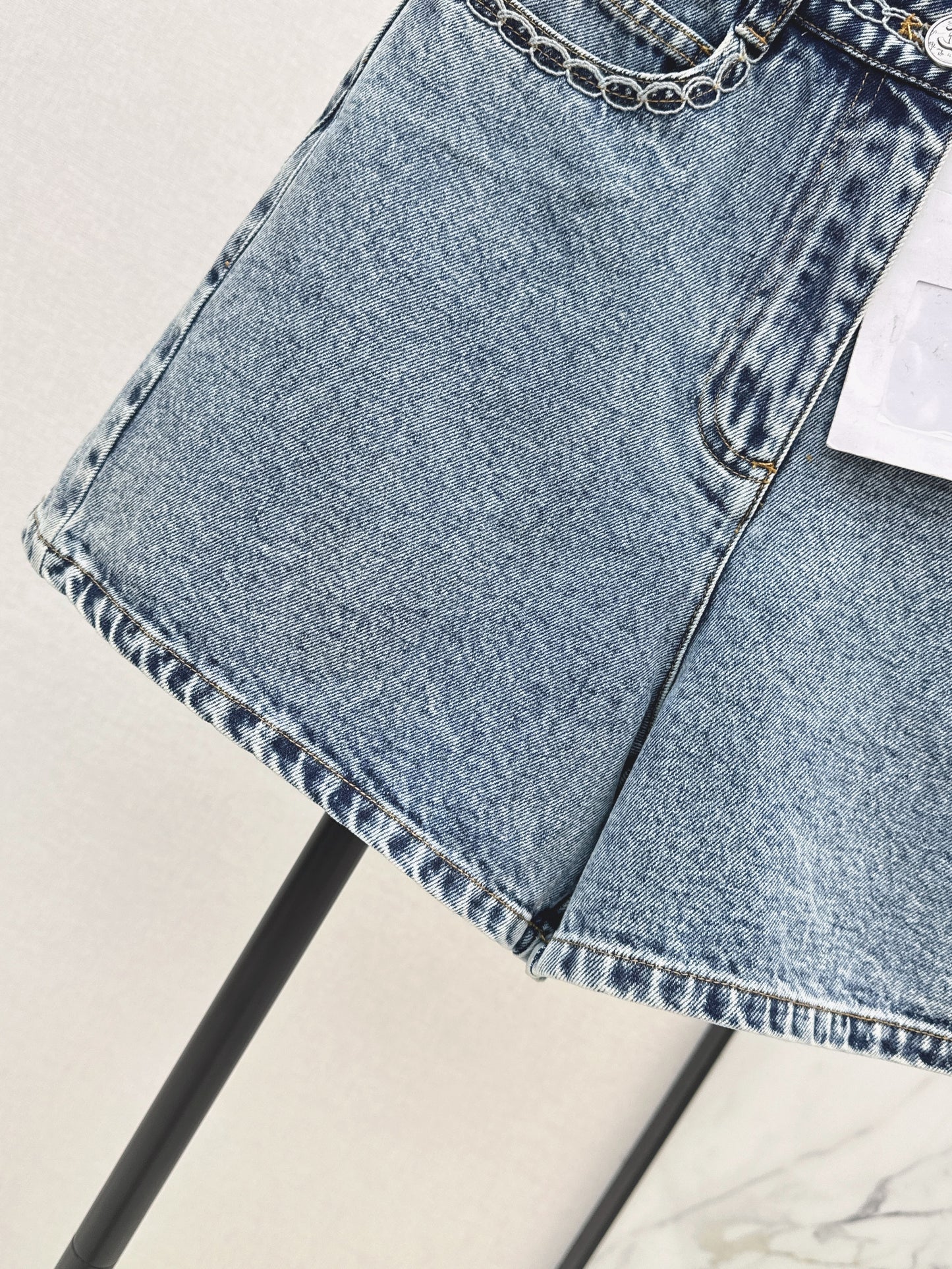 26ss Cable Knit Embroidery Denim Shorts