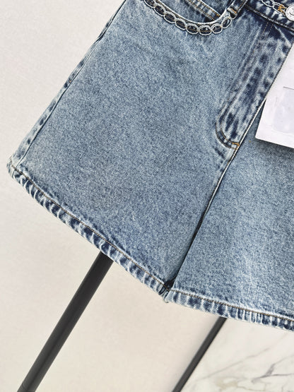 26ss Cable Knit Embroidery Denim Shorts
