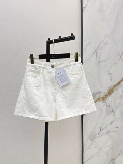 26ss Cable Knit Embroidery Denim Shorts