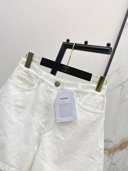 26ss Cable Knit Embroidery Denim Shorts