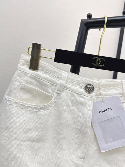 26ss Cable Knit Embroidery Denim Shorts